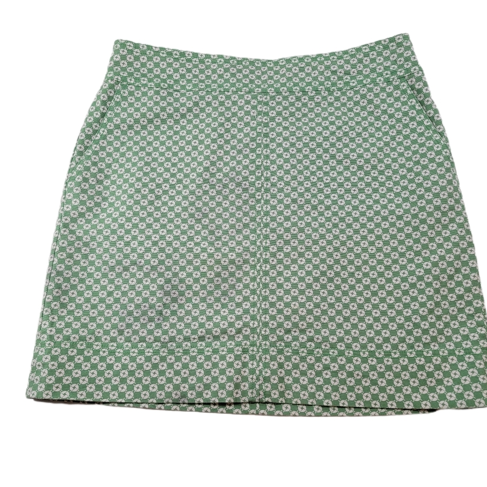 Talbots, size 10 skirt, green geometric, back zip, fully lined, great condition